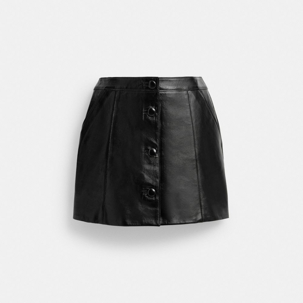 Coach Patent Leather Mini Skirt Pretas | COH866030