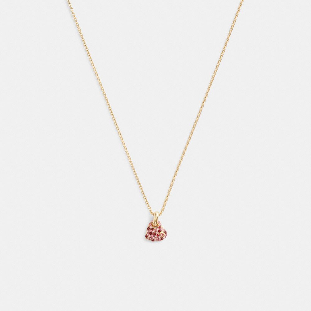 Coach Pavé Heart Pendant Necklace Douradas Rosa Multicoloridas | COH866116
