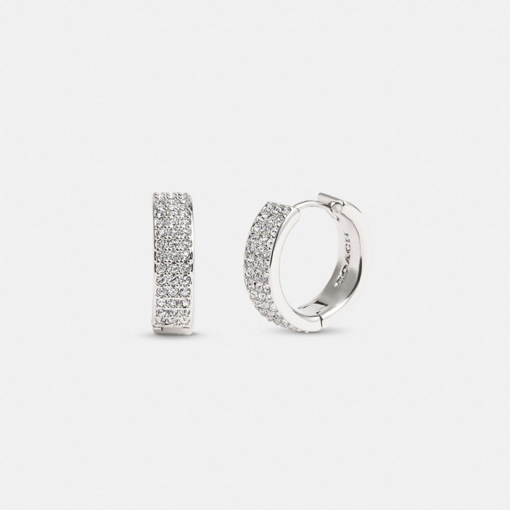 Coach Pavé Huggie Earrings Prateadas | COH866074