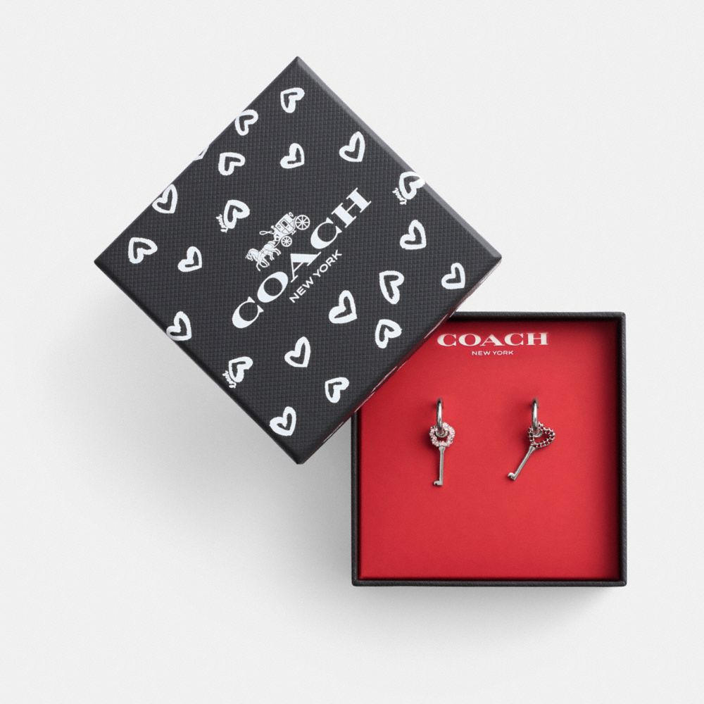 Coach Pavé Key Mismatch Huggie Earrings Prateadas Rosa Multicoloridas | COH866214