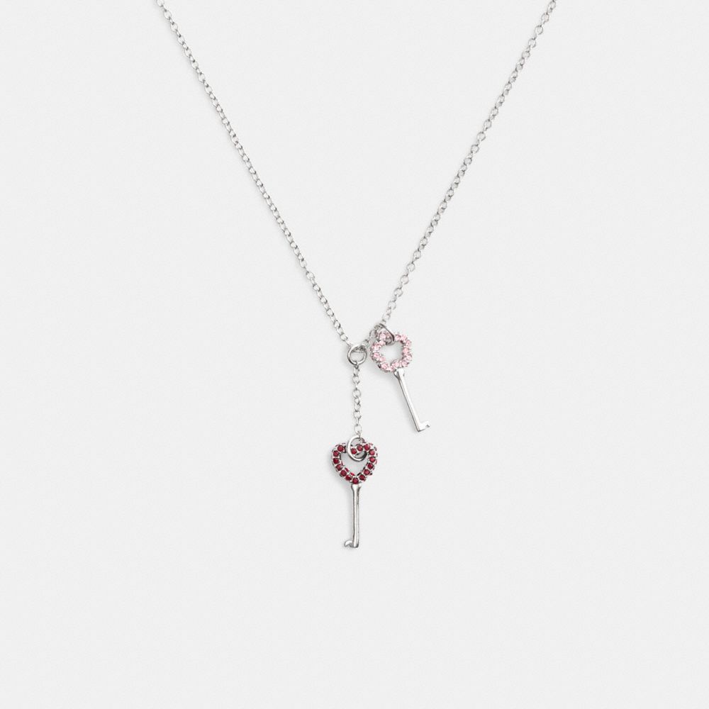Coach Pavé Key Pendant Necklace Prateadas Rosa Multicoloridas | COH866213