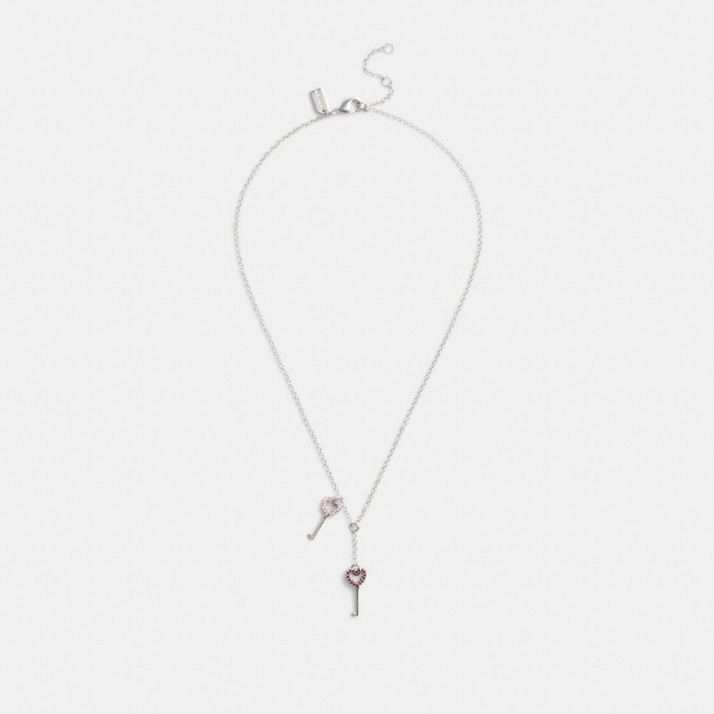 Coach Pavé Key Pendant Necklace Prateadas Rosa Multicoloridas | COH866213