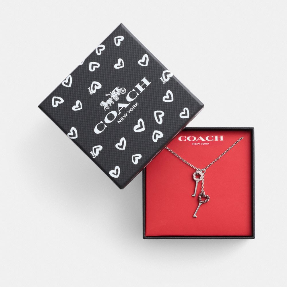 Coach Pavé Key Pendant Necklace Prateadas Rosa Multicoloridas | COH866213