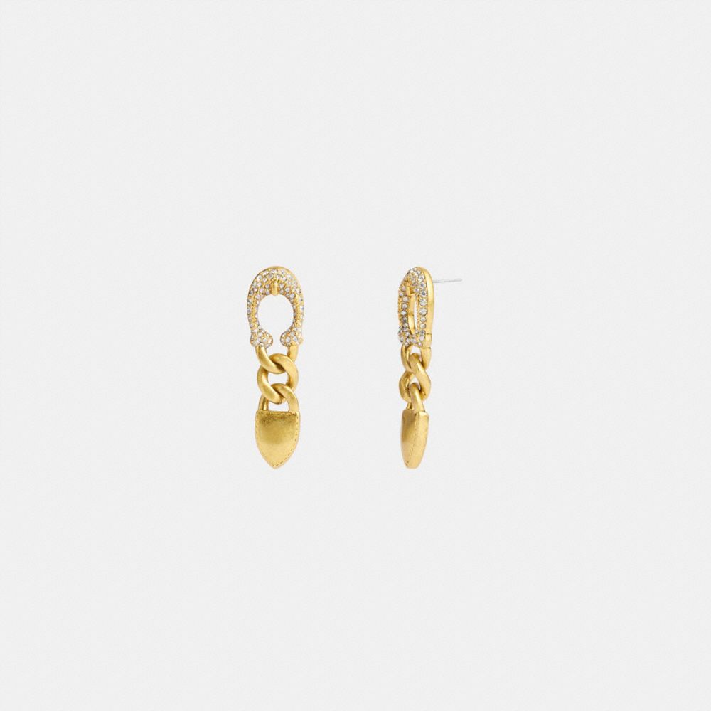 Coach Pavé Signature Buckle Chain Earrings Douradas | COH866221