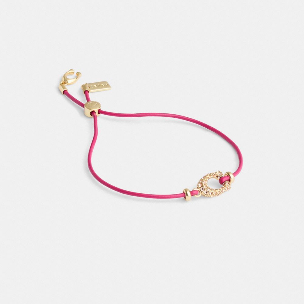 Coach Pavé Signature Leather Slider Bracelet Douradas Rosa | COH866076