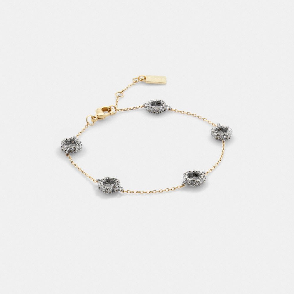 Coach Pavé Tea Rose Linear Bracelet Douradas | COH866153