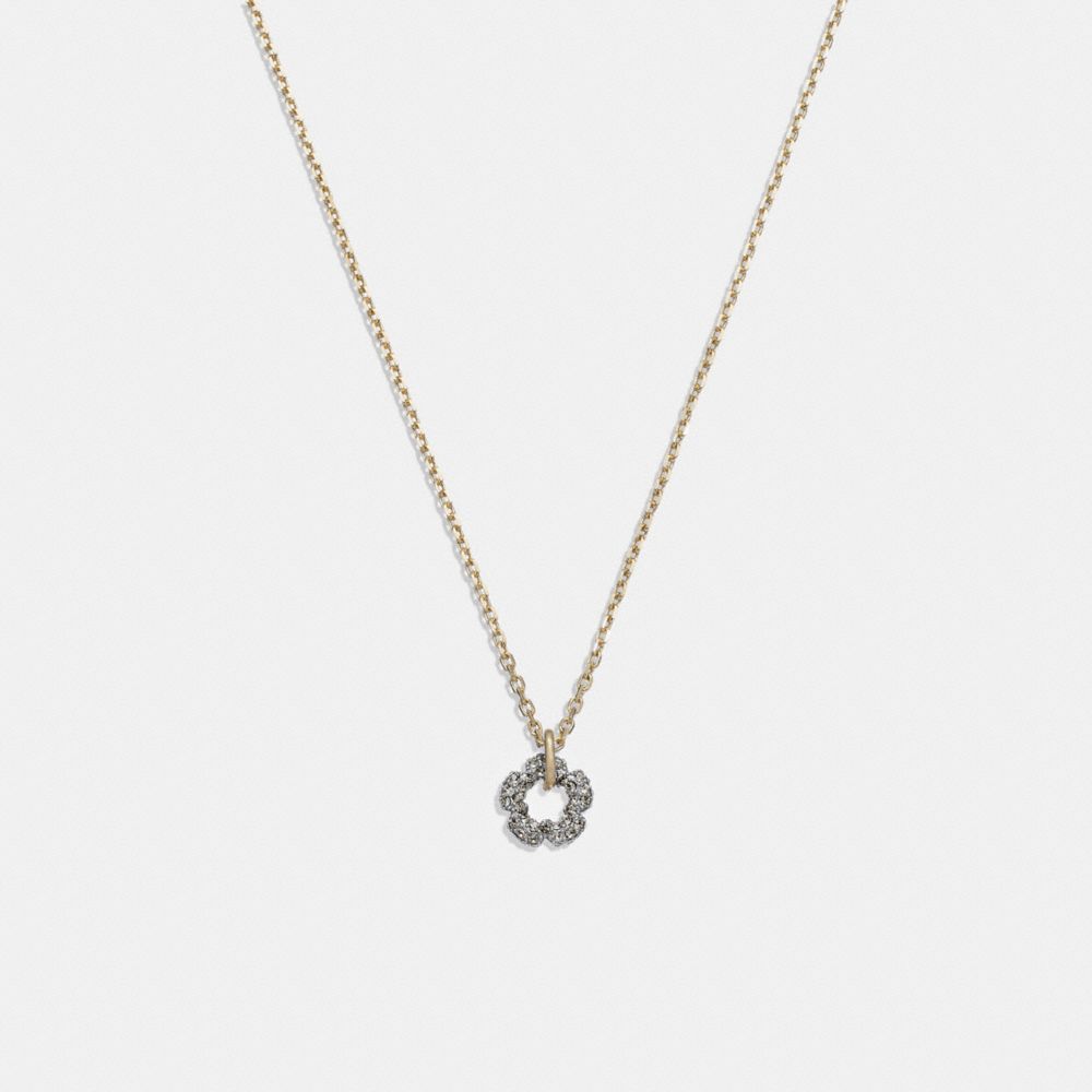 Coach Pavé Tea Rose Pendant Necklace Douradas | COH866099