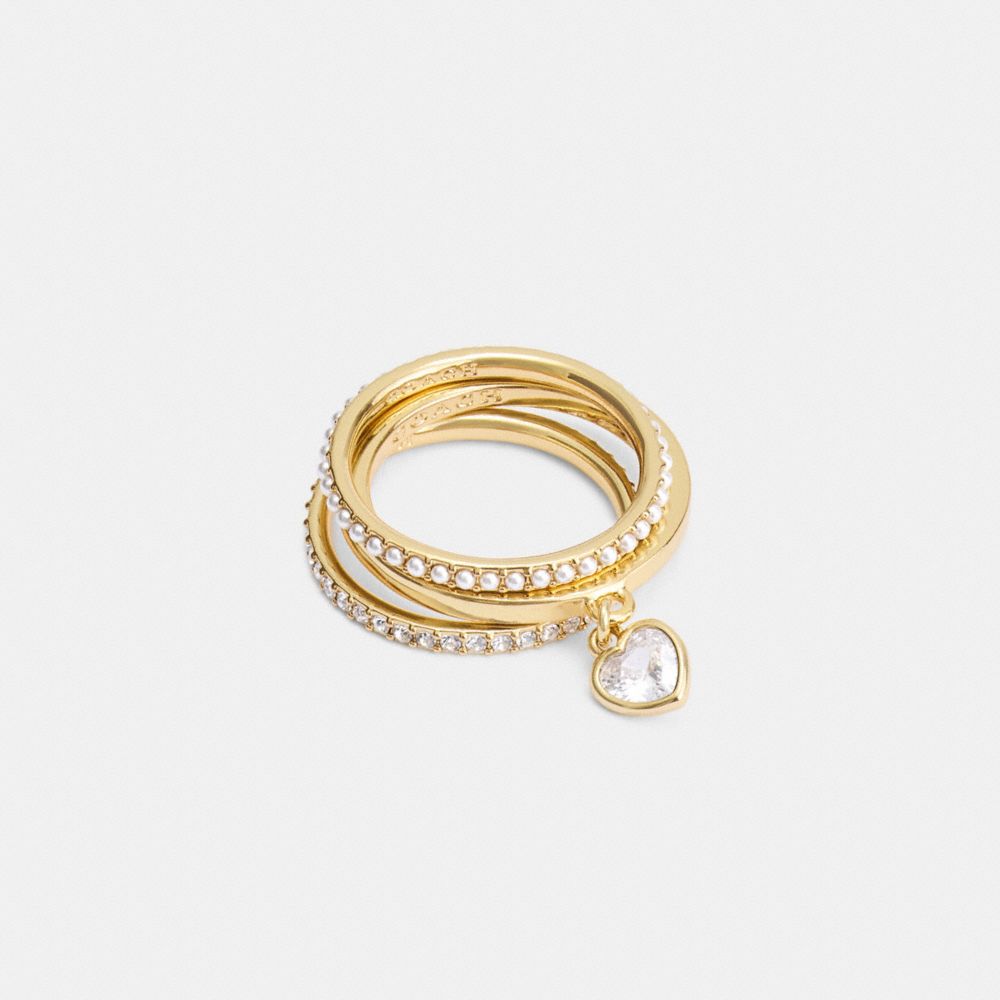 Coach Pearl Heart Ring Set Douradas | COH866203