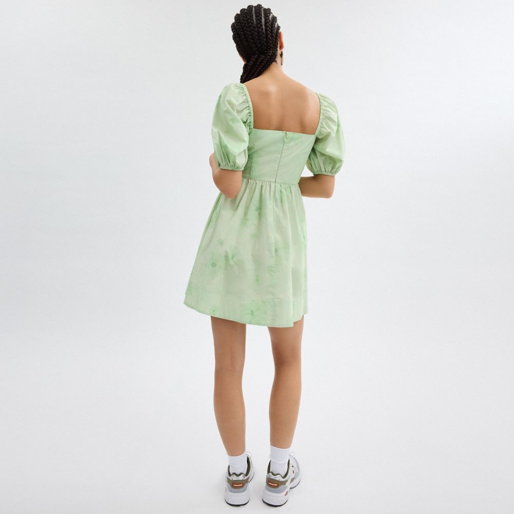 Coach Puff Sleeve Mini Dress Verdes | COH866054
