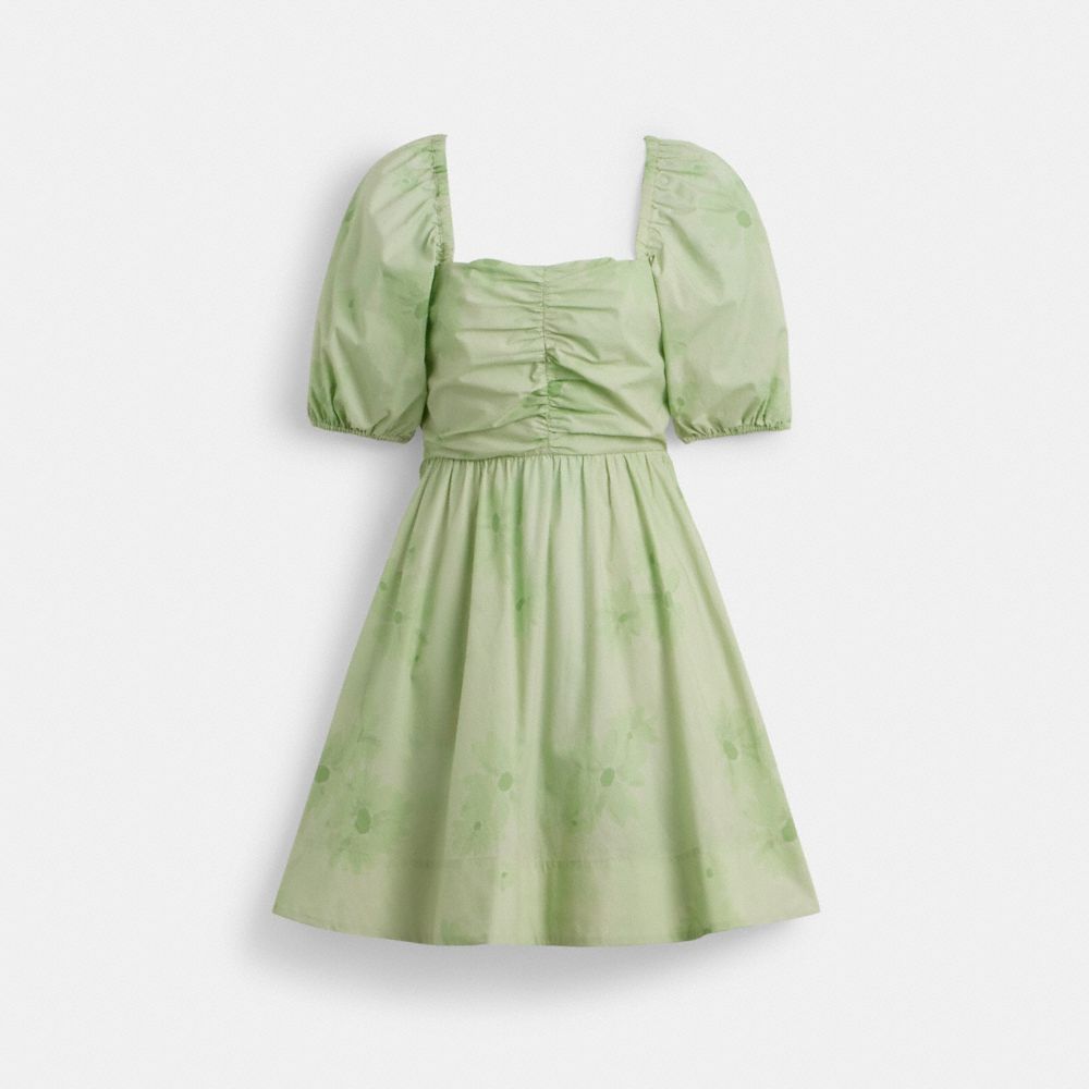 Coach Puff Sleeve Mini Dress Verdes | COH866054
