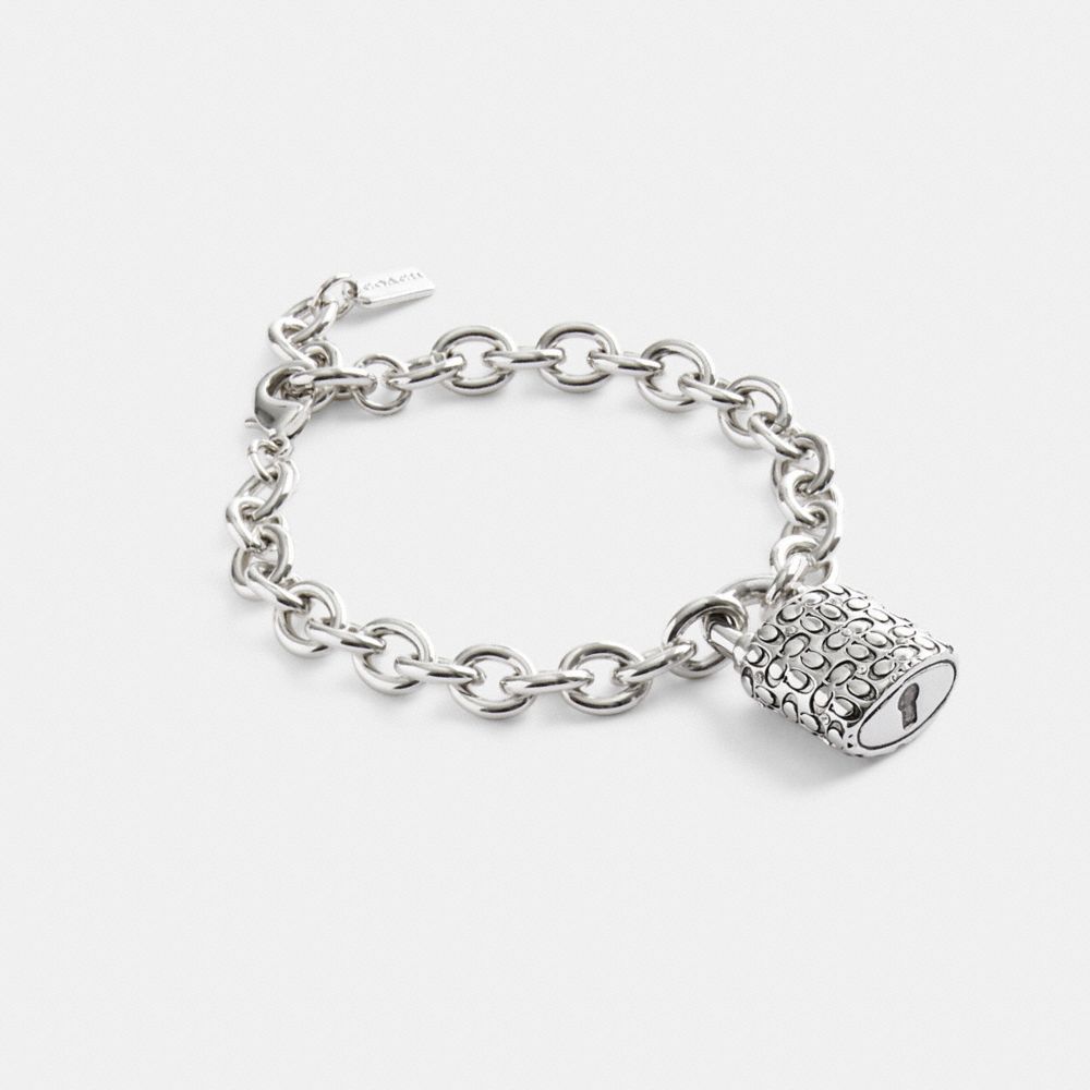 Coach Quilted Padlock Chain Bracelet Prateadas Pretas | COH866089