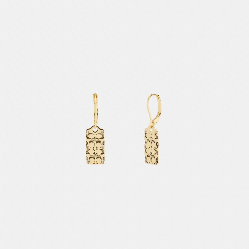 Coach Quilted Signature Drop Earrings Douradas Pretas | COH866197