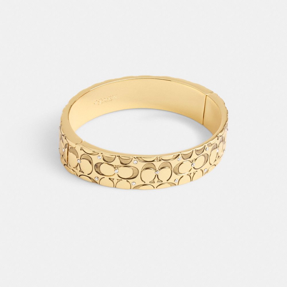 Coach Quilted Signature Hinged Bangle Douradas Pretas | COH866195