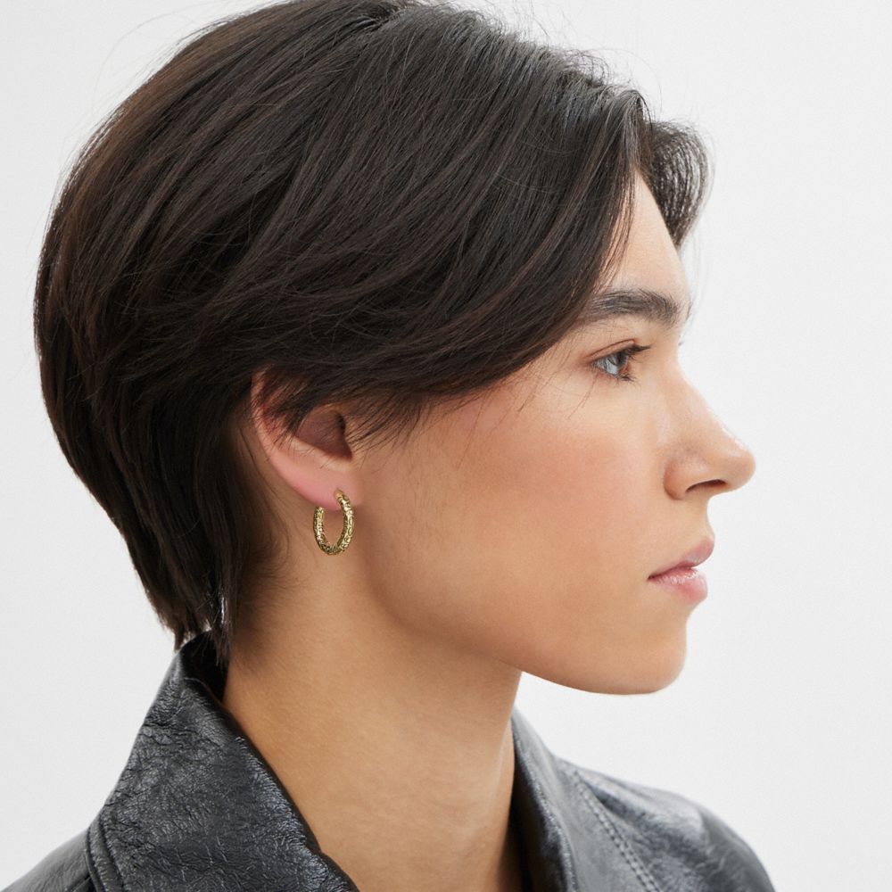 Coach Quilted Signature Medium Hoop Earrings Douradas | COH866130