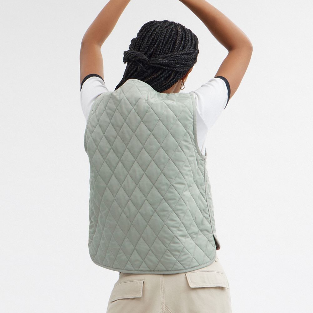 Coach Quilted Vest Verdes | COH865932