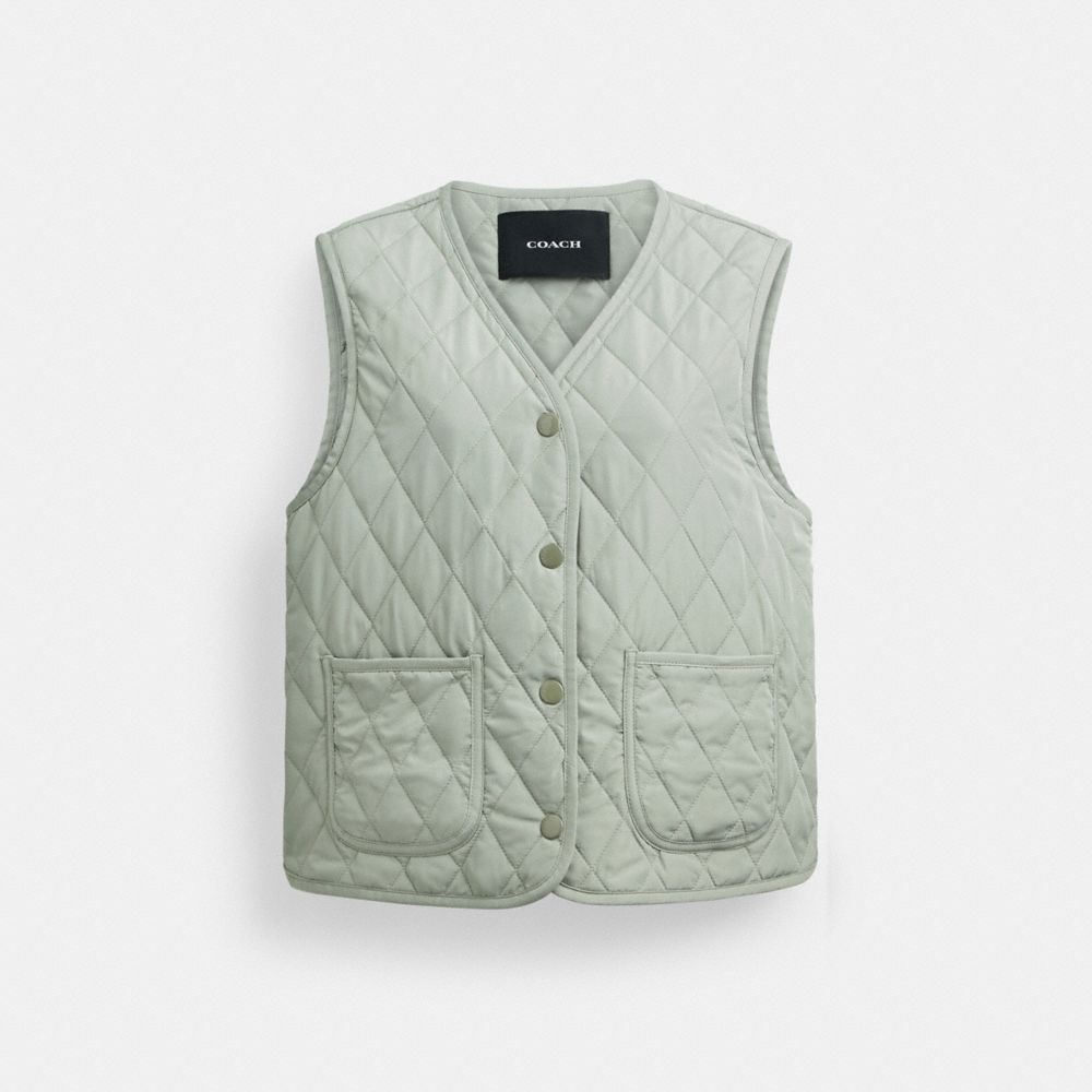 Coach Quilted Vest Verdes | COH865932