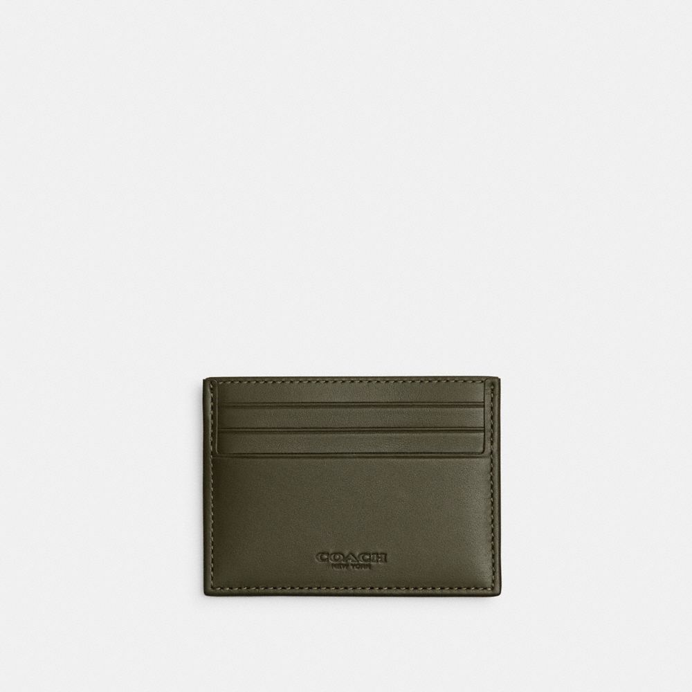 Coach Refined Card Case In Signature Canvas Jacquard Verdes | COH866749