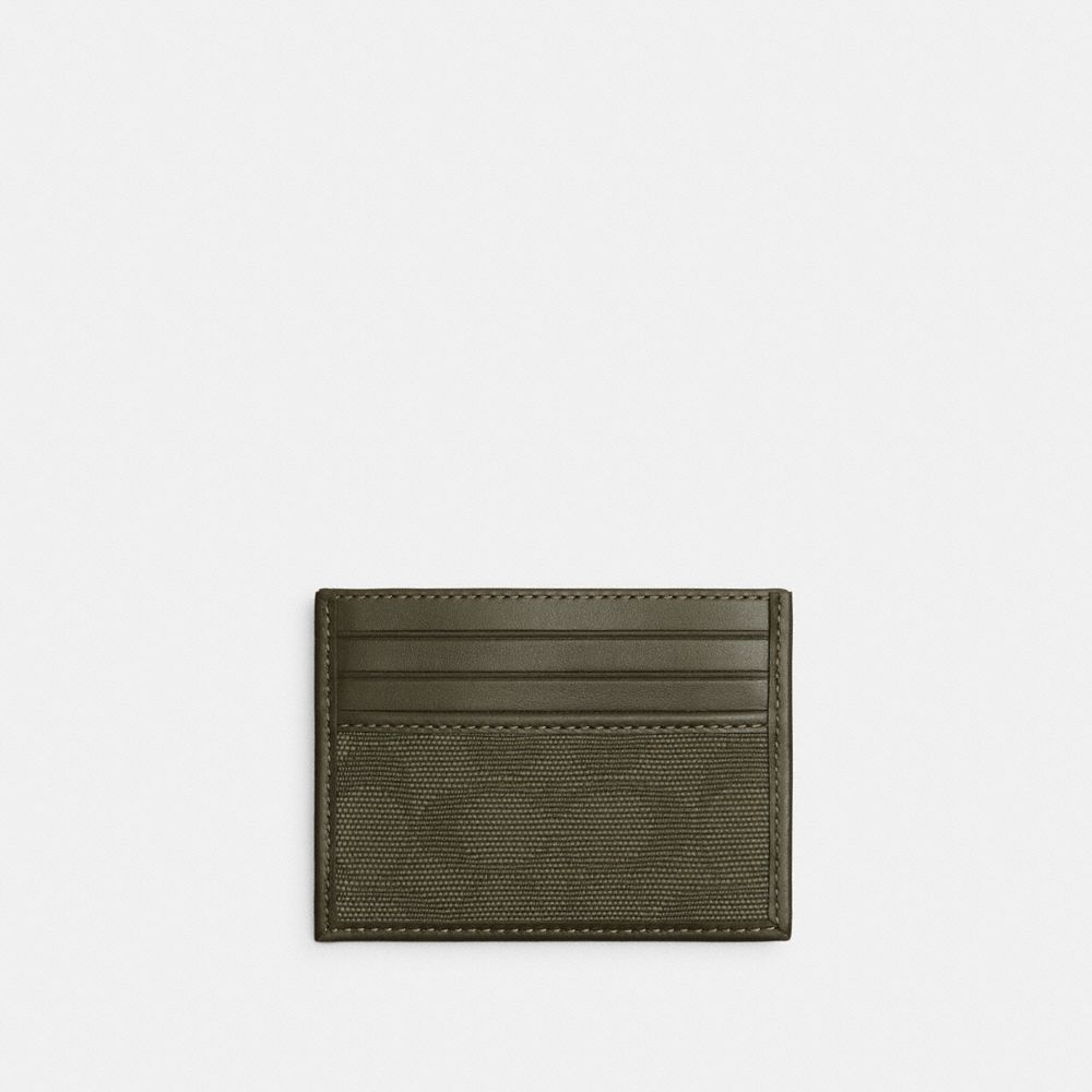 Coach Refined Card Case In Signature Canvas Jacquard Verdes | COH866749