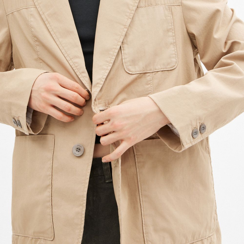 Coach Regenerative Cotton Casual Lightweight Blazer Caqui | COH866867