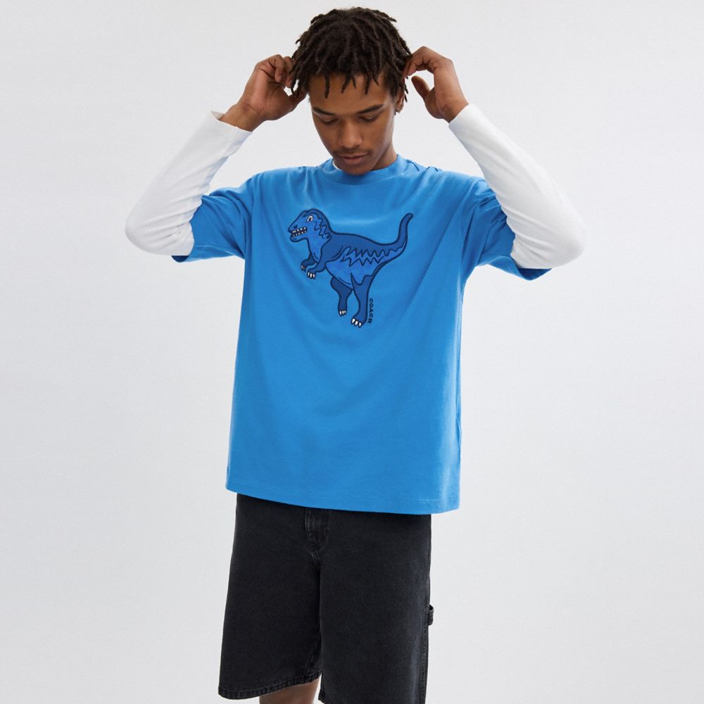 Coach Rexy T Shirt In Organic Cotton Azuis | COH866906