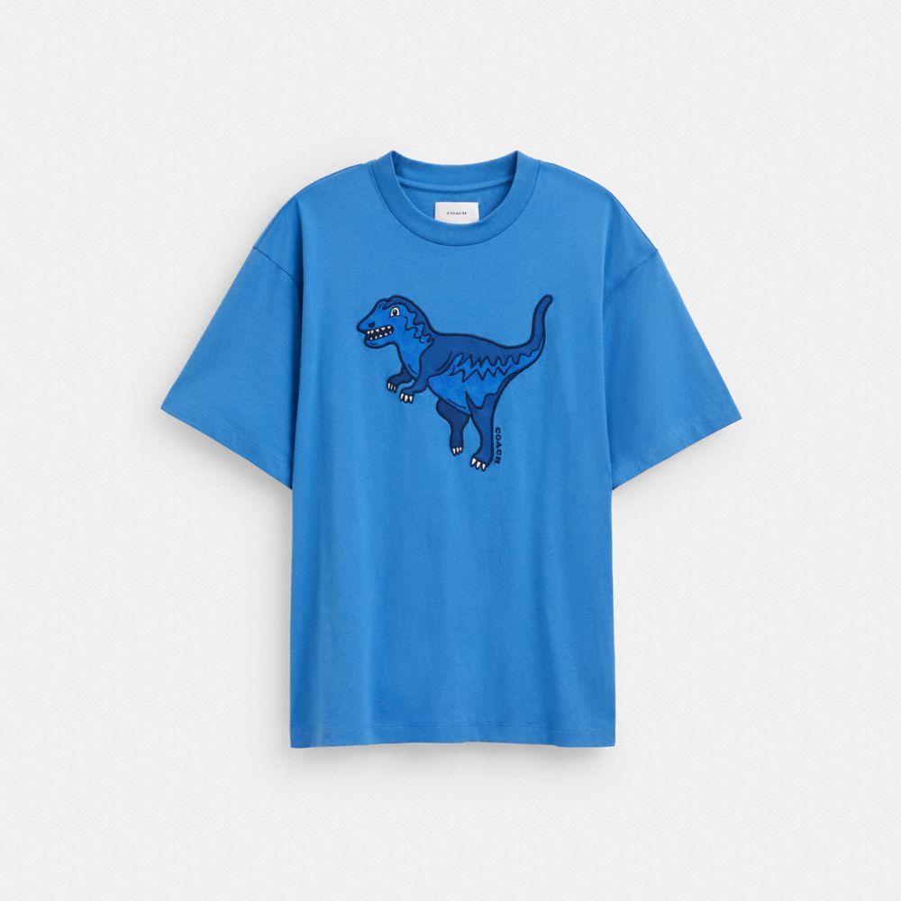 Coach Rexy T Shirt In Organic Cotton Azuis | COH866906