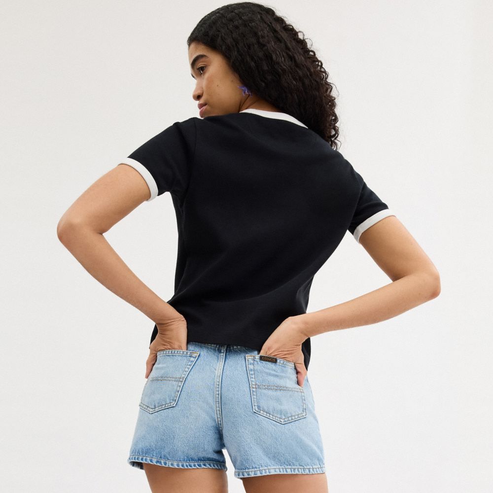 Coach Ringer T Shirt Pretas | COH865949