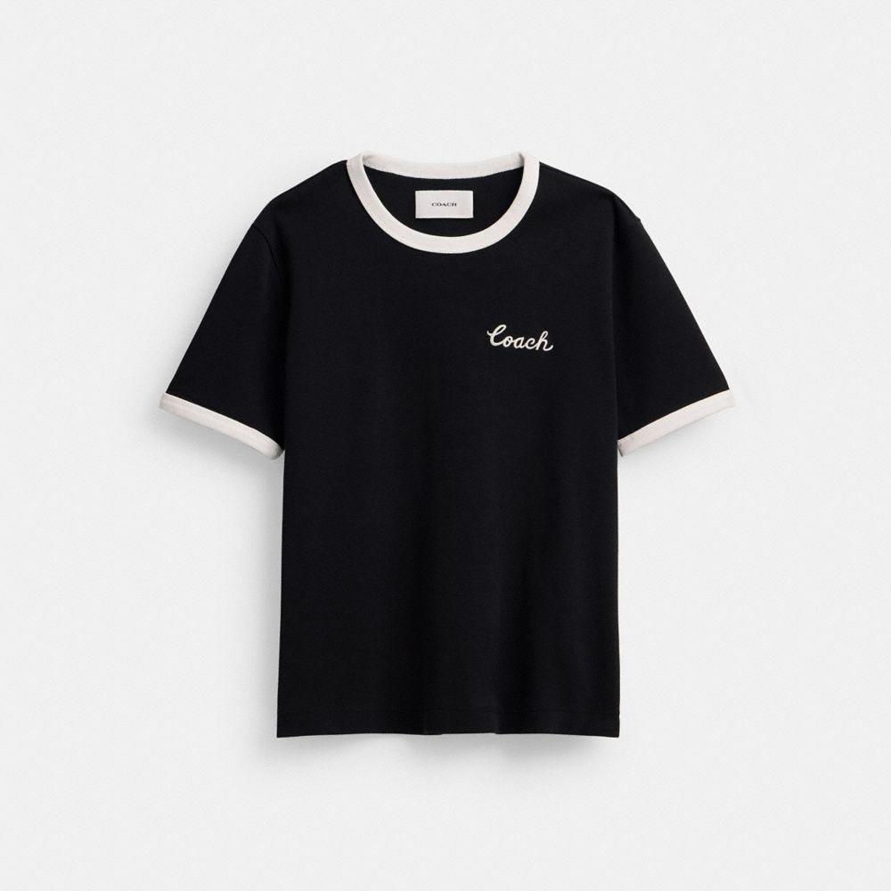Coach Ringer T Shirt Pretas | COH865949