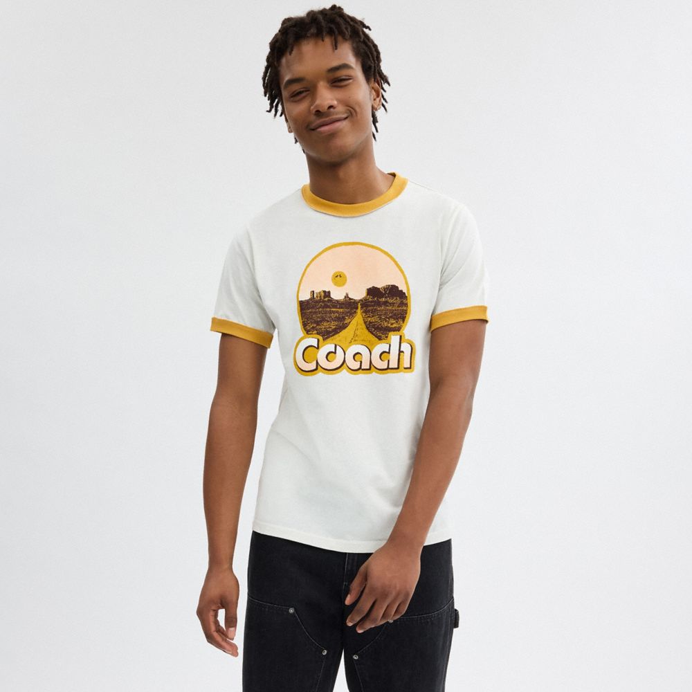 Coach Roadside Ringer T Shirt Branco | COH866908