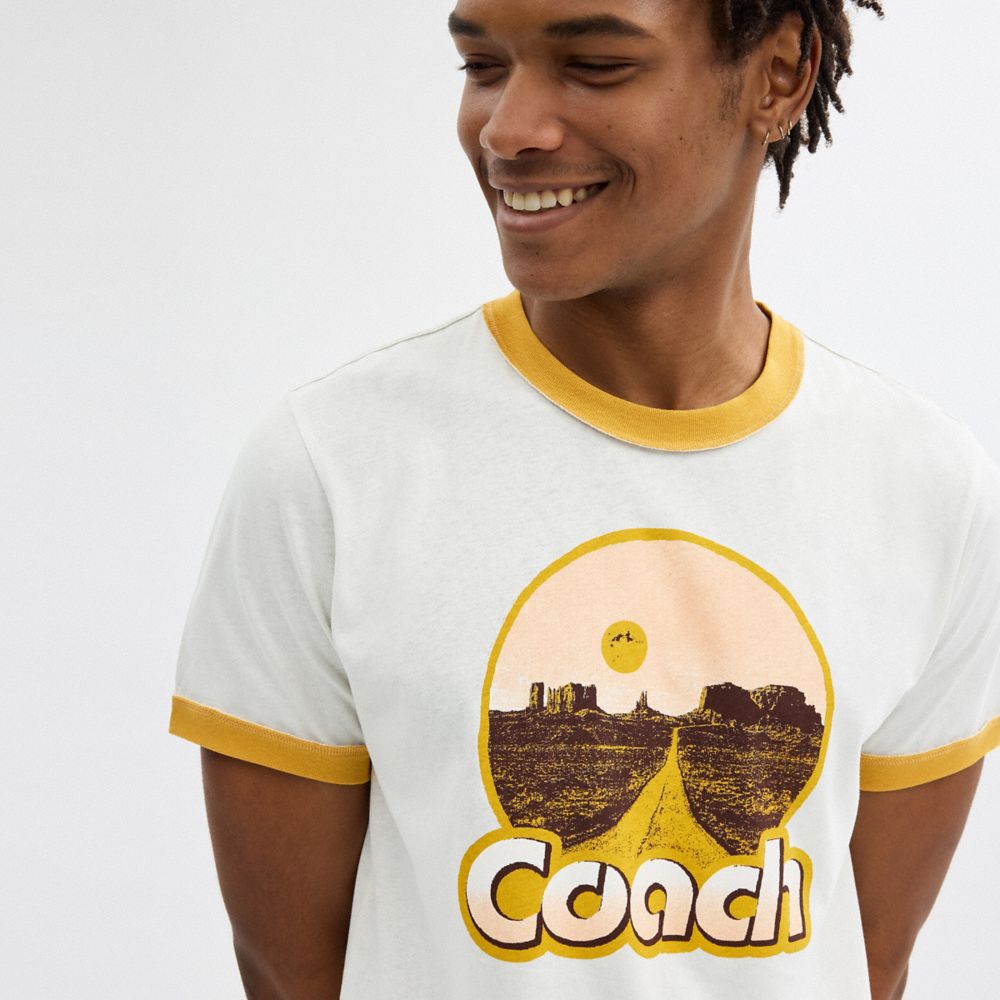 Coach Roadside Ringer T Shirt Branco | COH866908