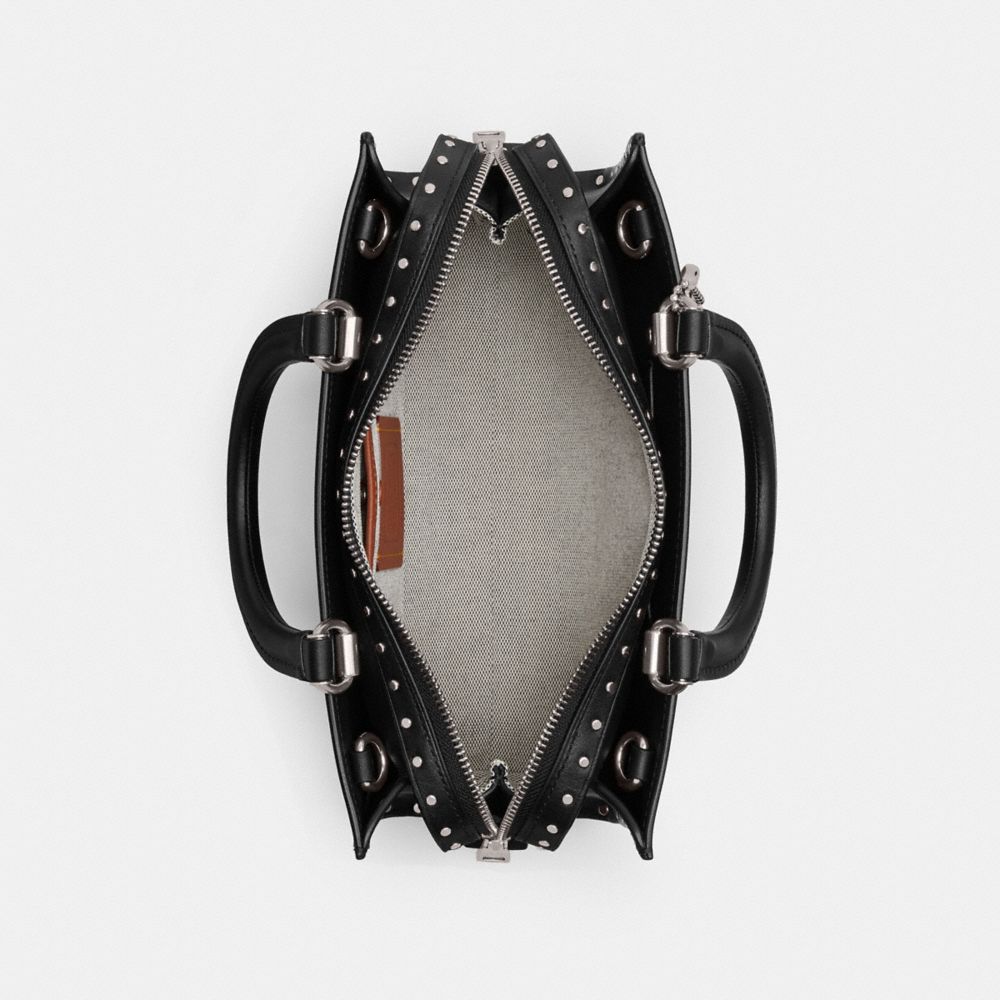 Coach Rogue Bag 26 With Rivets Prateadas Pretas | COH865181