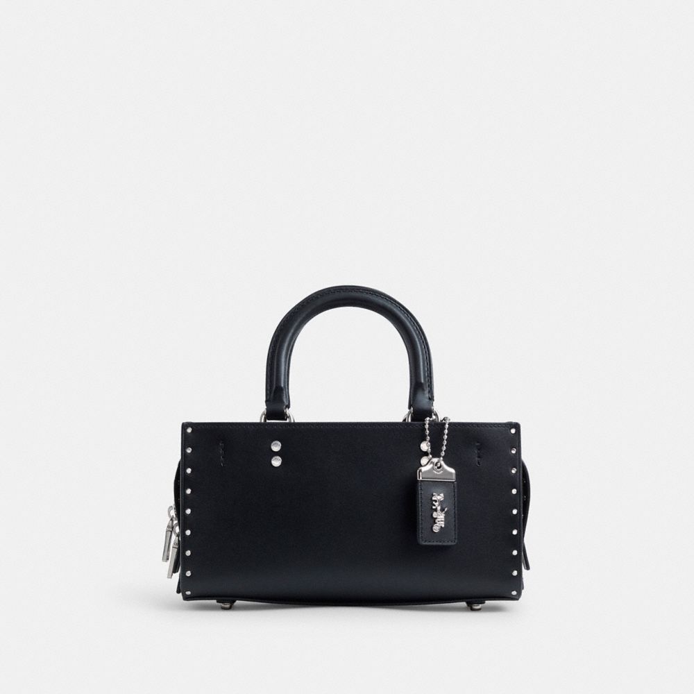 Coach Rogue Bag 26 With Rivets Prateadas Pretas | COH865181