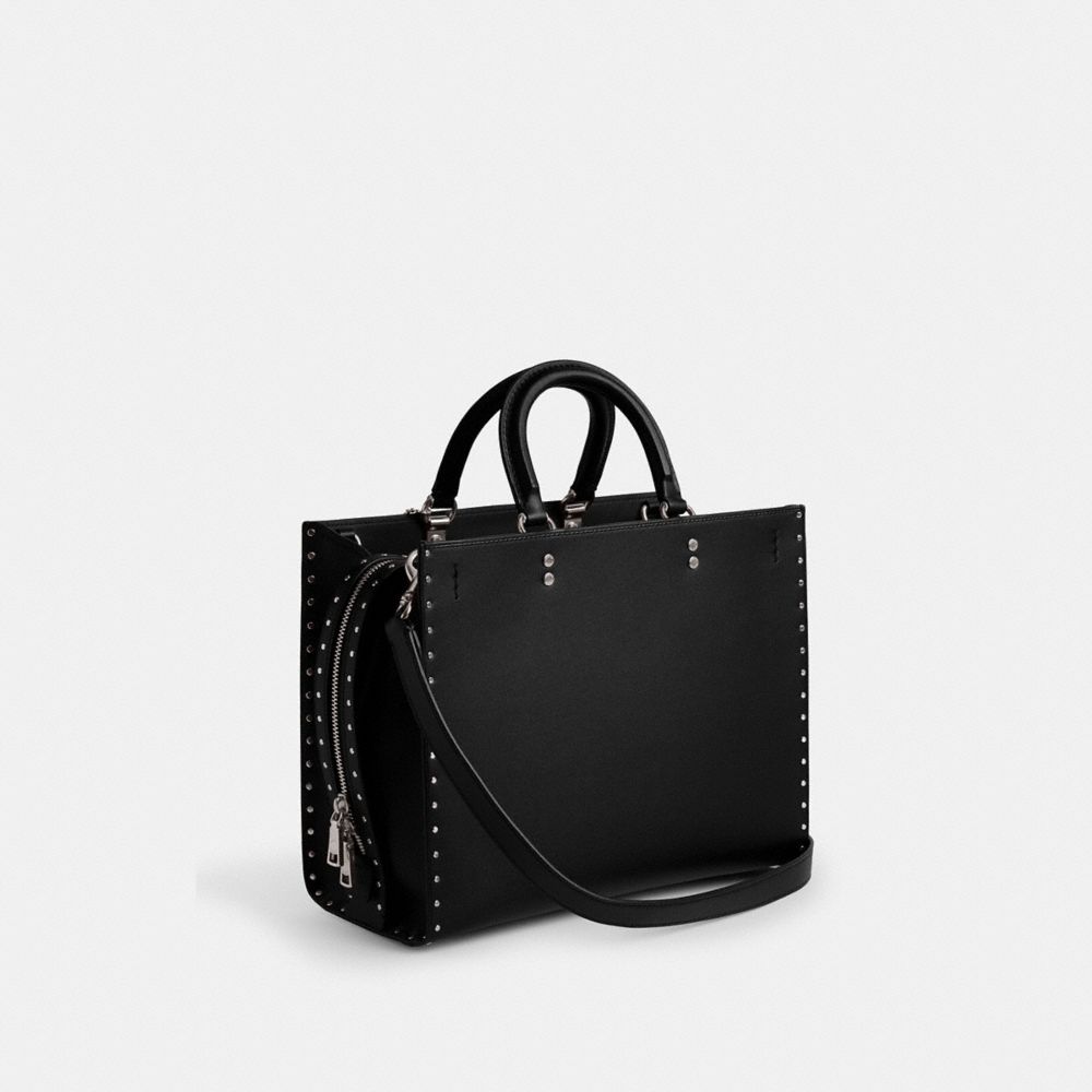 Coach Rogue Bag With Rivets Prateadas Pretas | COH864952