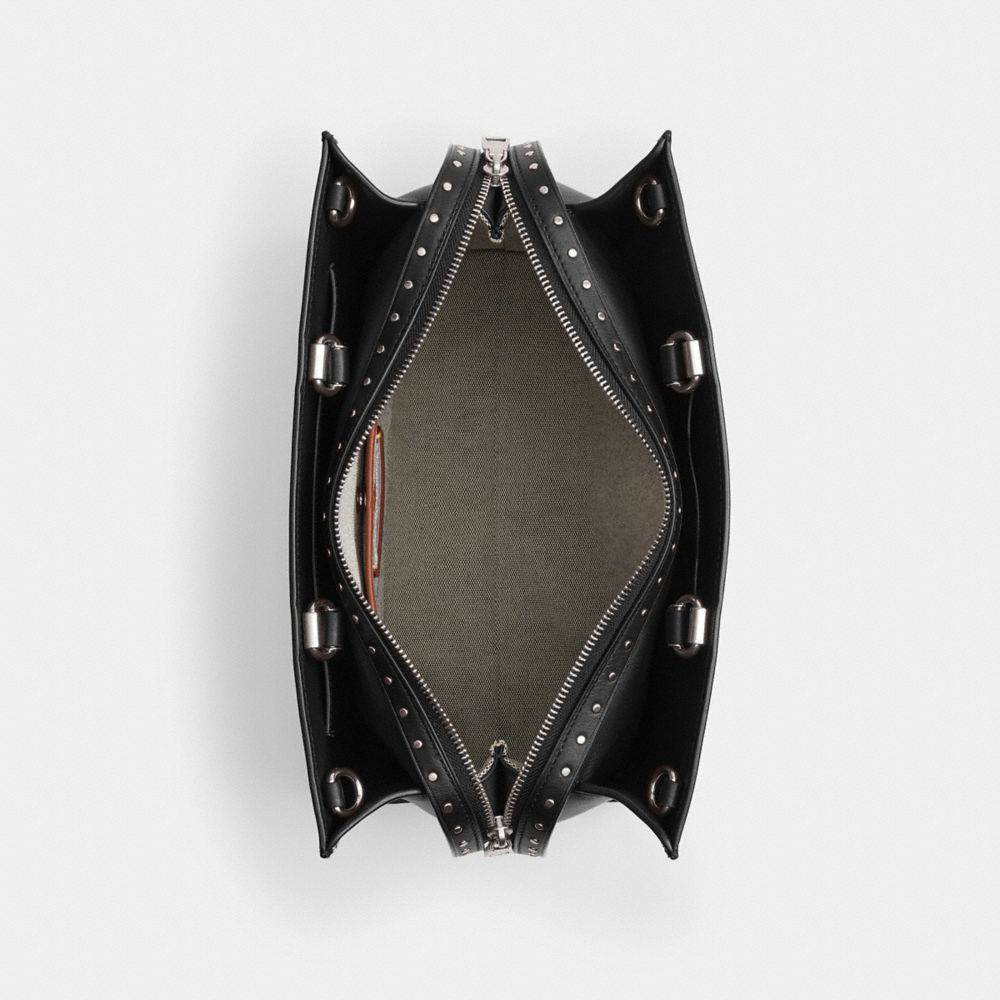 Coach Rogue Bag With Rivets Prateadas Pretas | COH864952