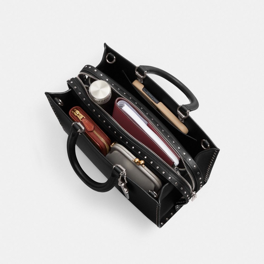 Coach Rogue Bag With Rivets Prateadas Pretas | COH864952