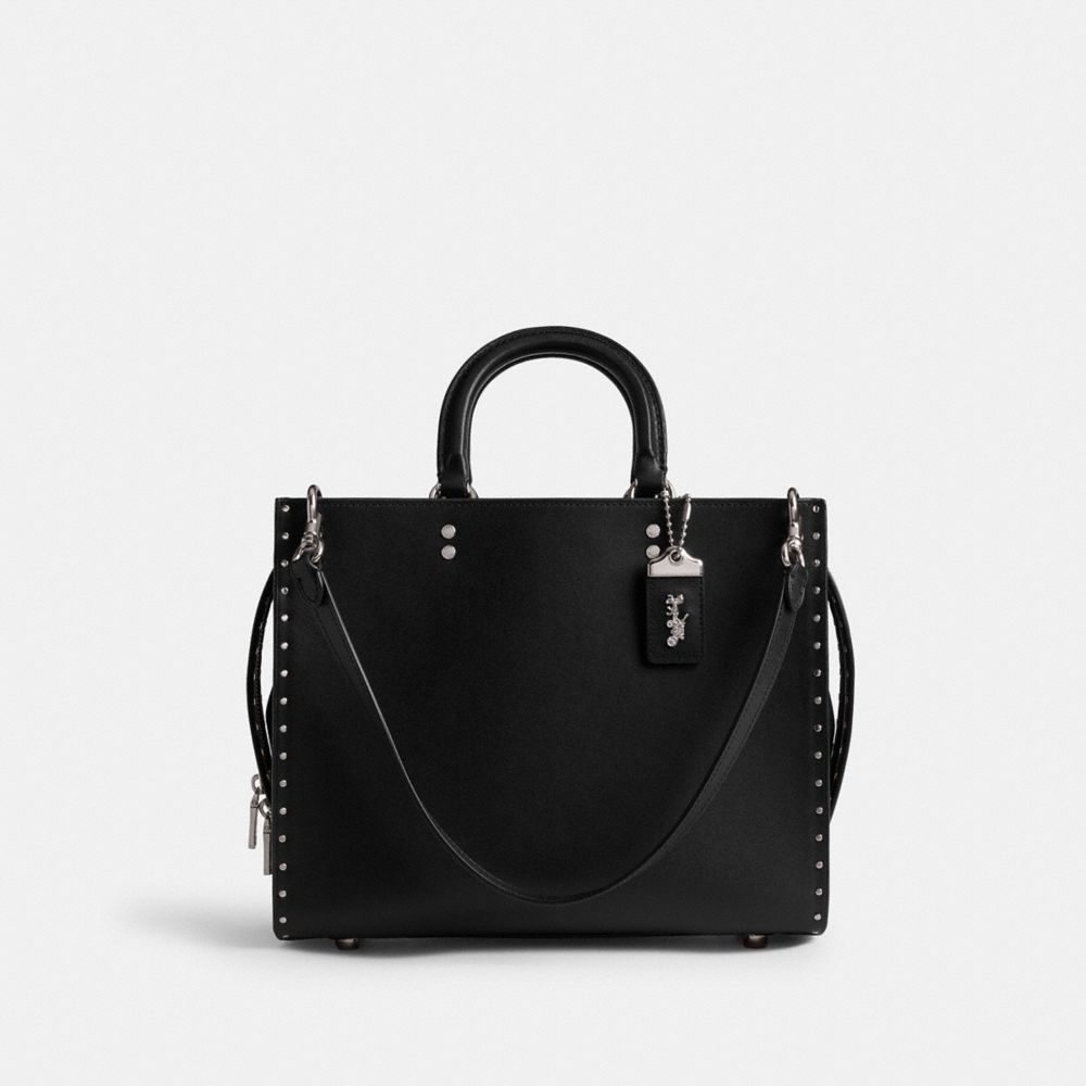 Coach Rogue Bag With Rivets Prateadas Pretas | COH864952
