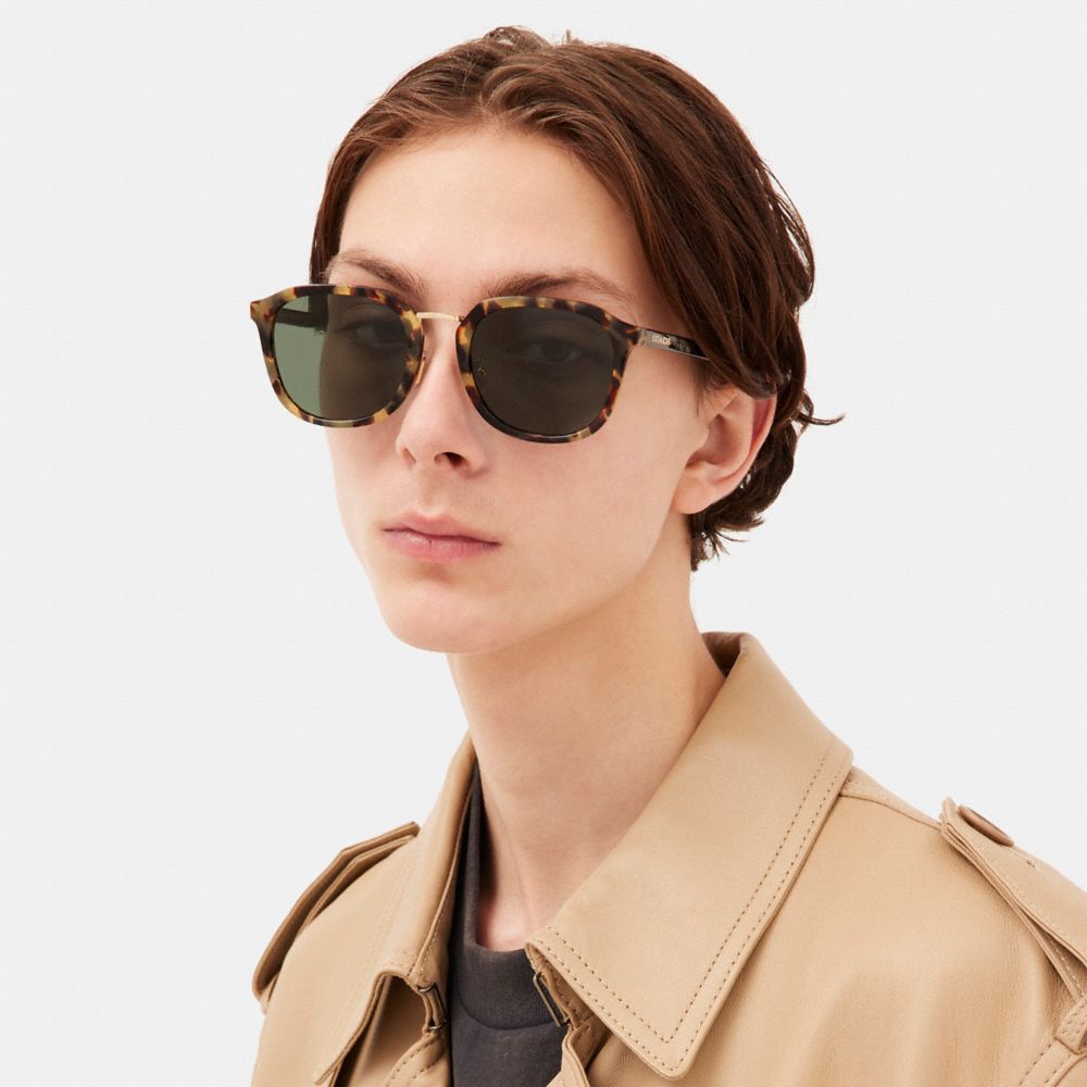 Coach Rounded Geometric Sunglasses Verdes | COH866342