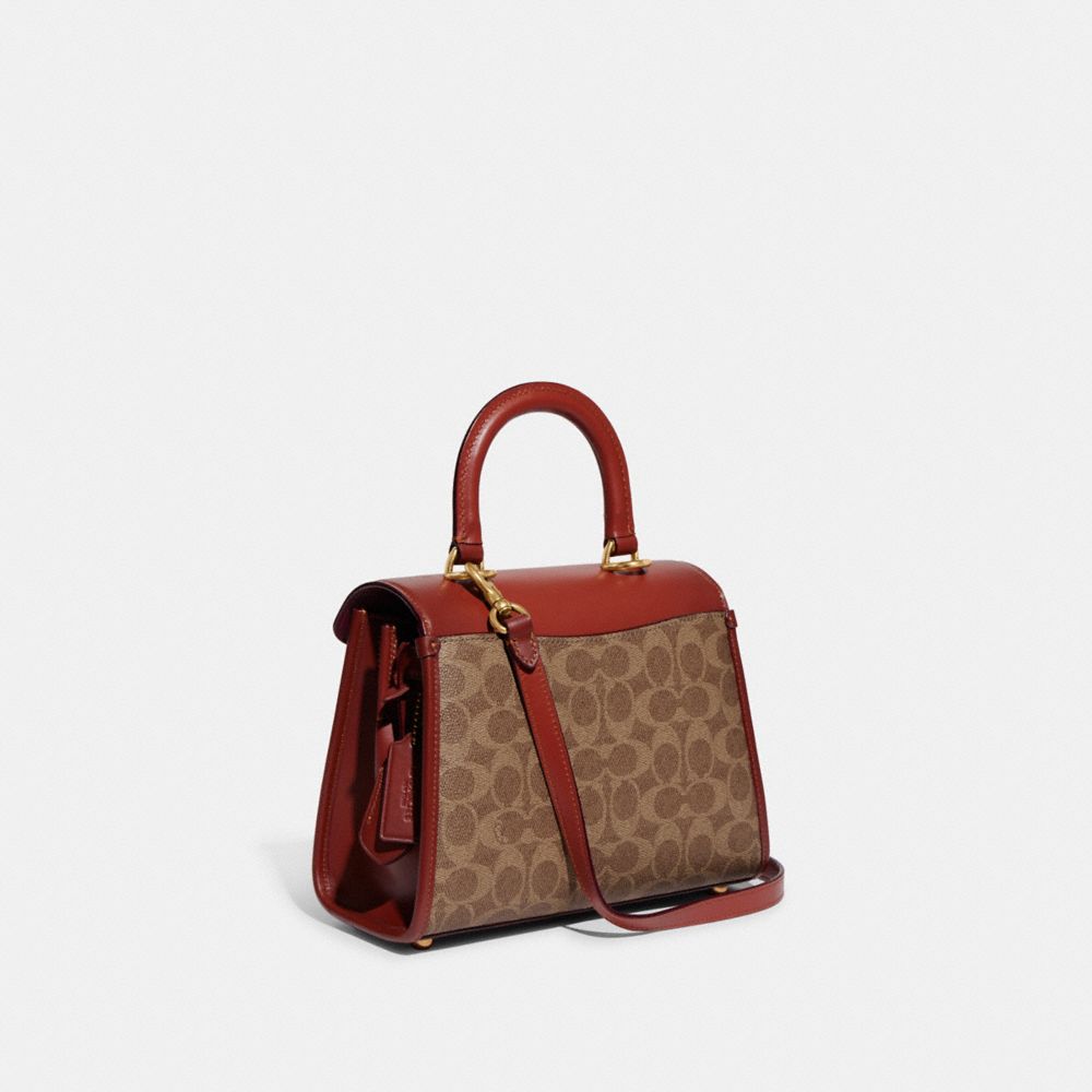 Coach Sammy Top Handle Bag In Signature Canvas Marrom Vermelhas | COH865155