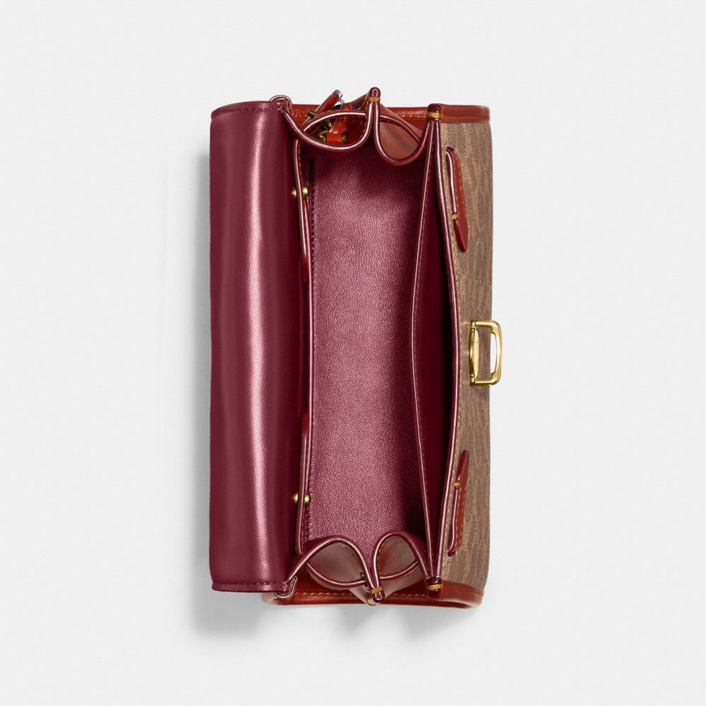 Coach Sammy Top Handle Bag In Signature Canvas Marrom Vermelhas | COH865155