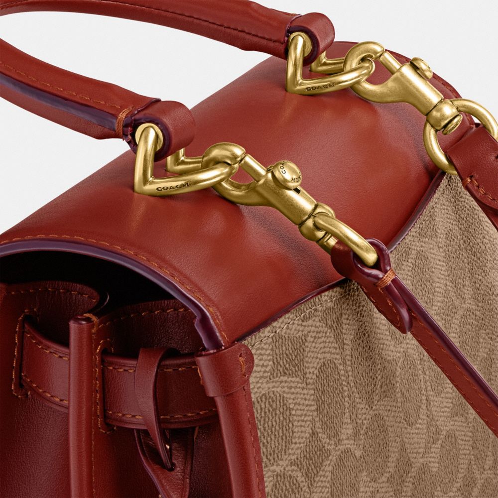 Coach Sammy Top Handle Bag In Signature Canvas Marrom Vermelhas | COH865155