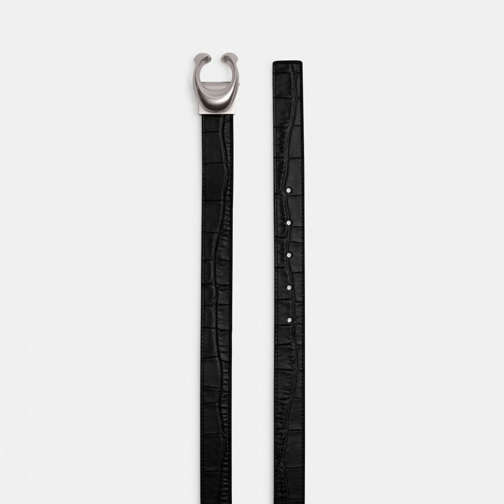 Coach Sculpted Signature Buckle Reversible Belt, 25 Mm Prateadas Pretas | COH866315