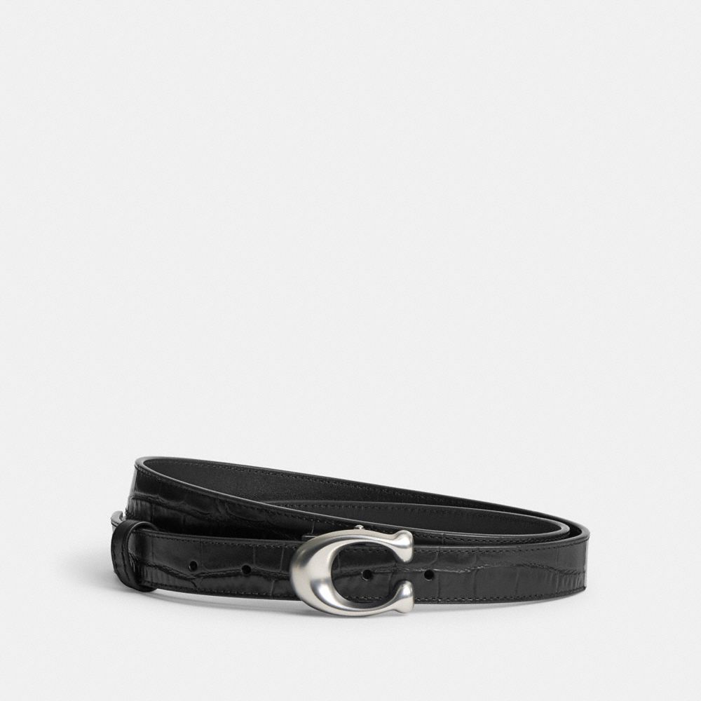 Coach Sculpted Signature Buckle Reversible Belt, 25 Mm Prateadas Pretas | COH866315