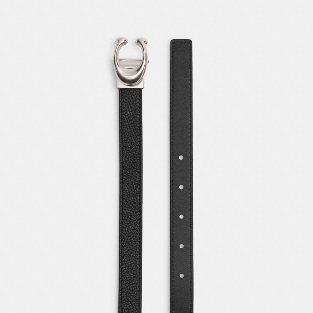 Coach Sculpted Signature Buckle Reversible Belt, 20 Mm Prateadas Pretas | COH866316