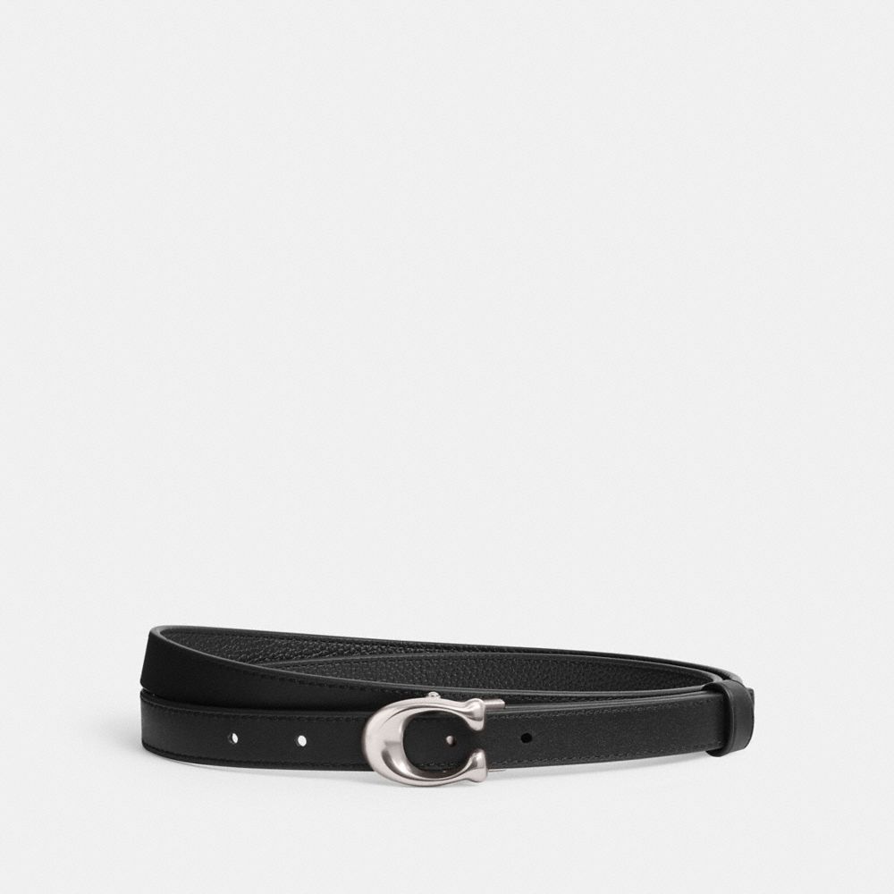 Coach Sculpted Signature Buckle Reversible Belt, 20 Mm Prateadas Pretas | COH866316