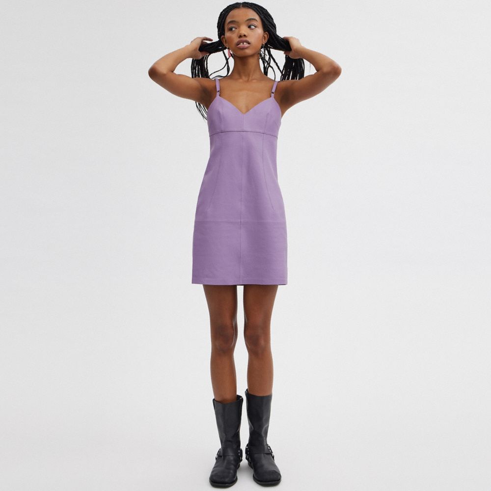 Coach Short Leather Dress Roxo | COH866061