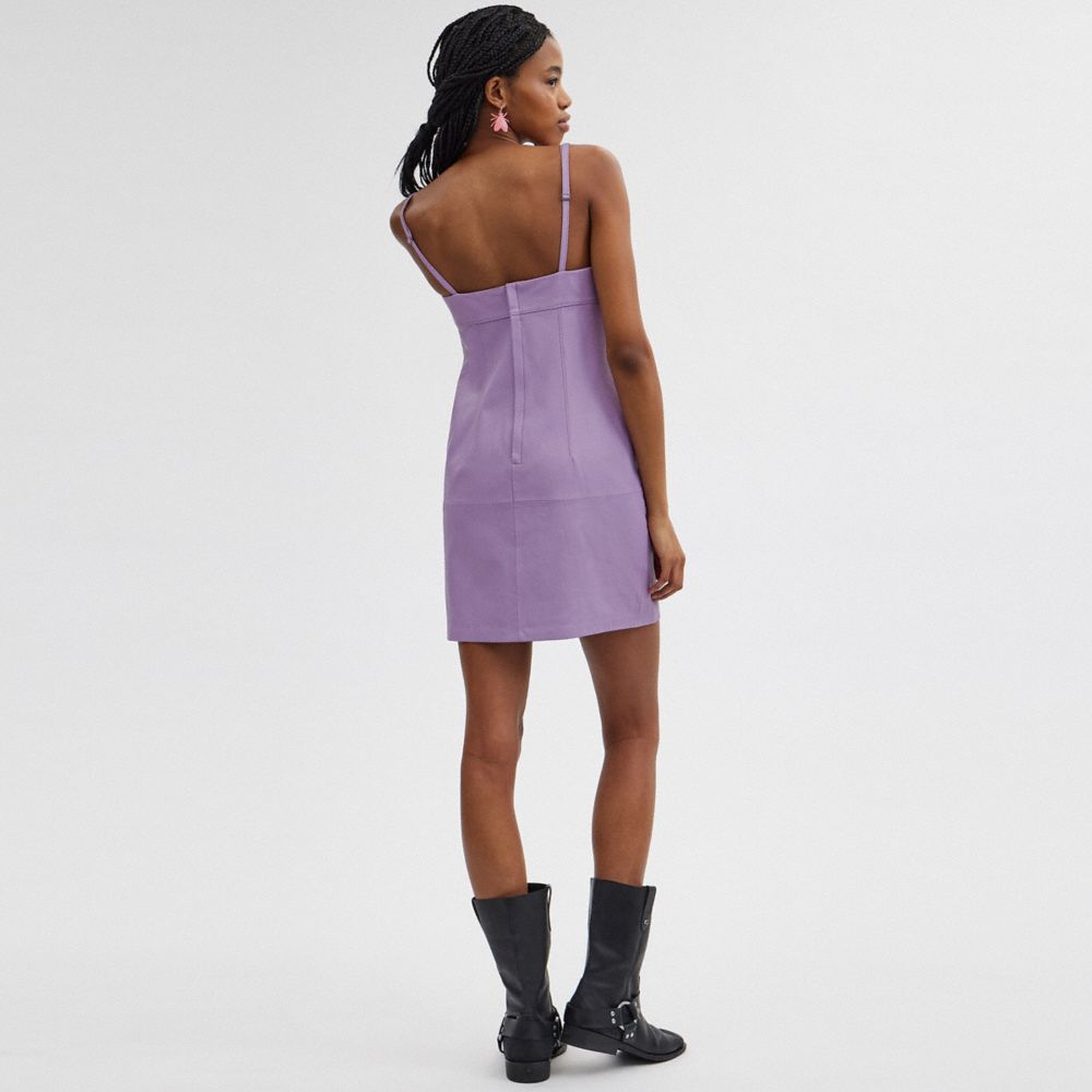 Coach Short Leather Dress Roxo | COH866061
