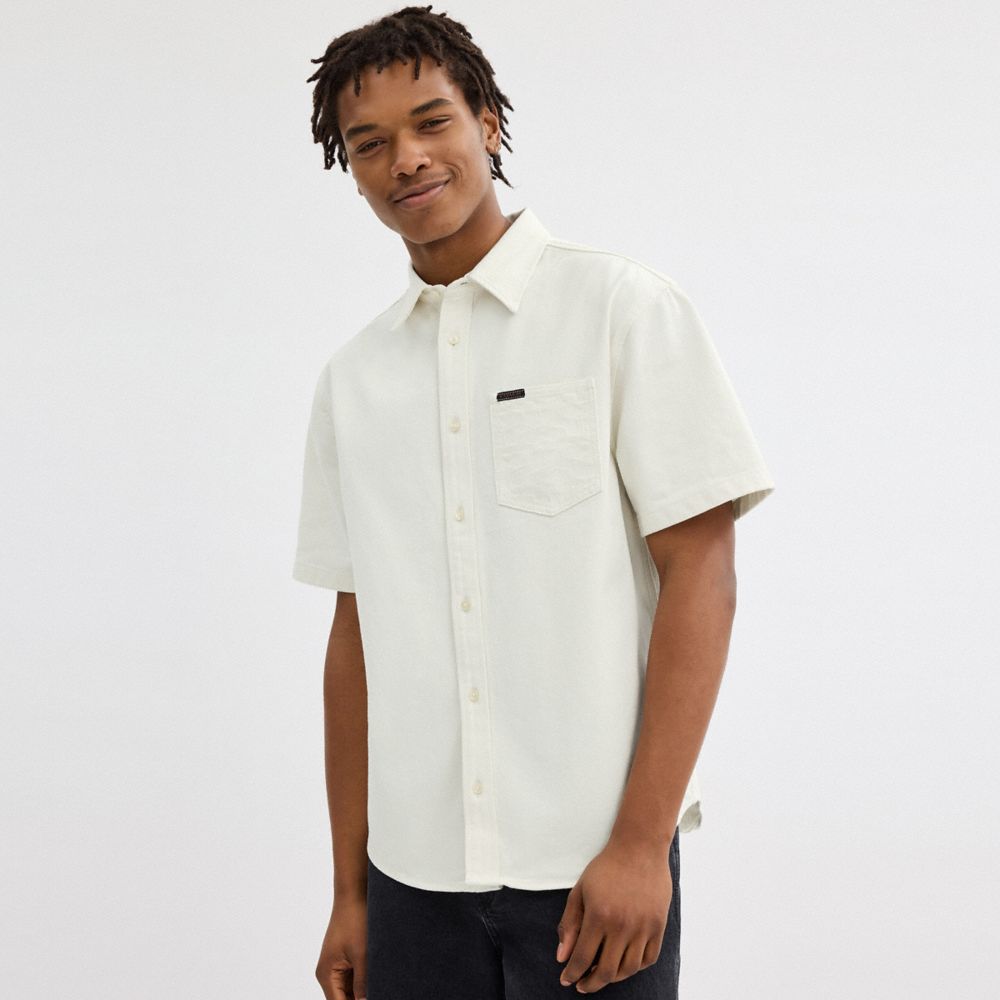 Coach Short Sleeve Denim Shirt In Organic Cotton Branco | COH866935