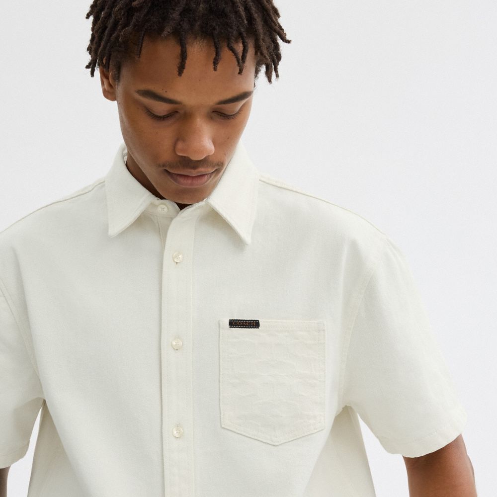 Coach Short Sleeve Denim Shirt In Organic Cotton Branco | COH866935
