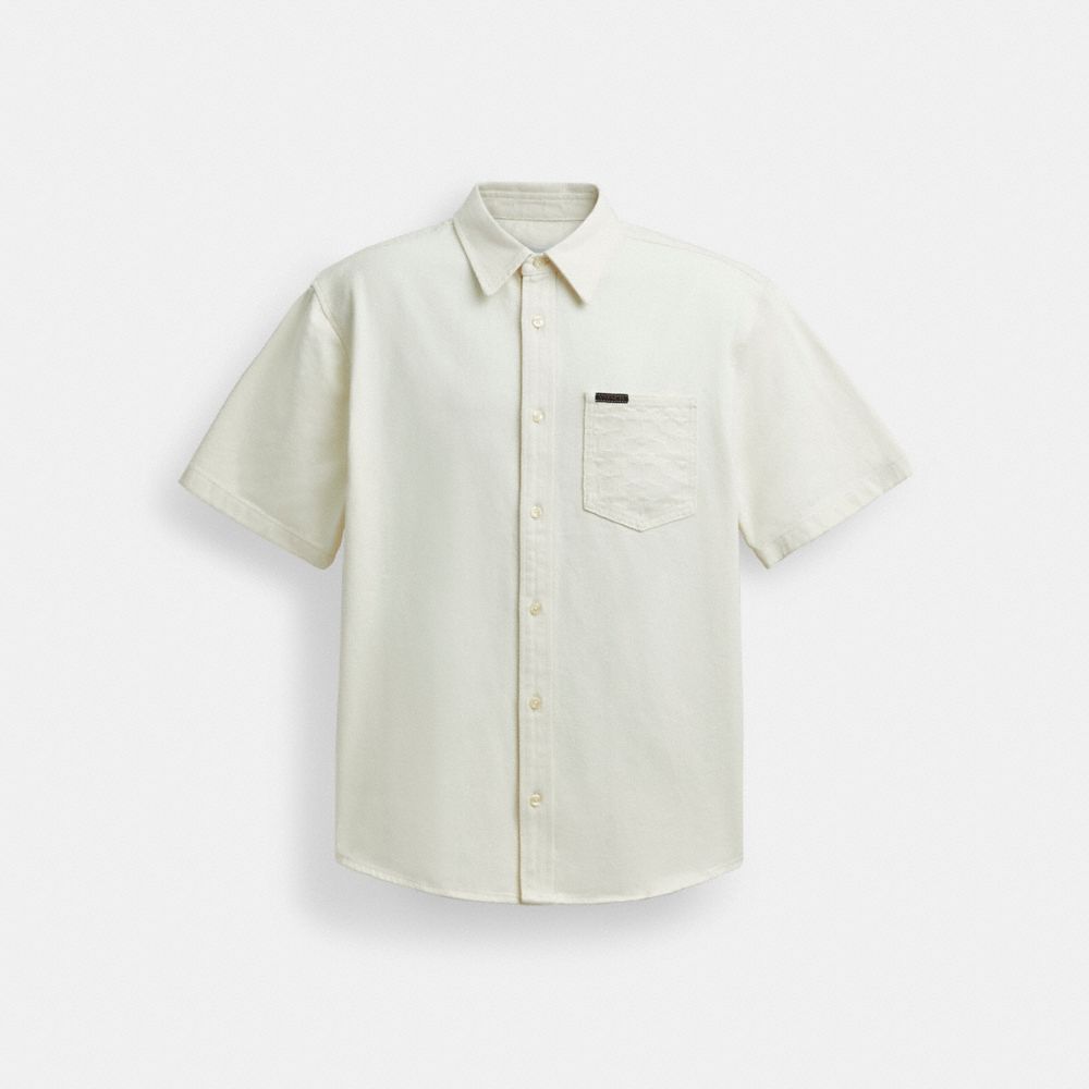 Coach Short Sleeve Denim Shirt In Organic Cotton Branco | COH866935
