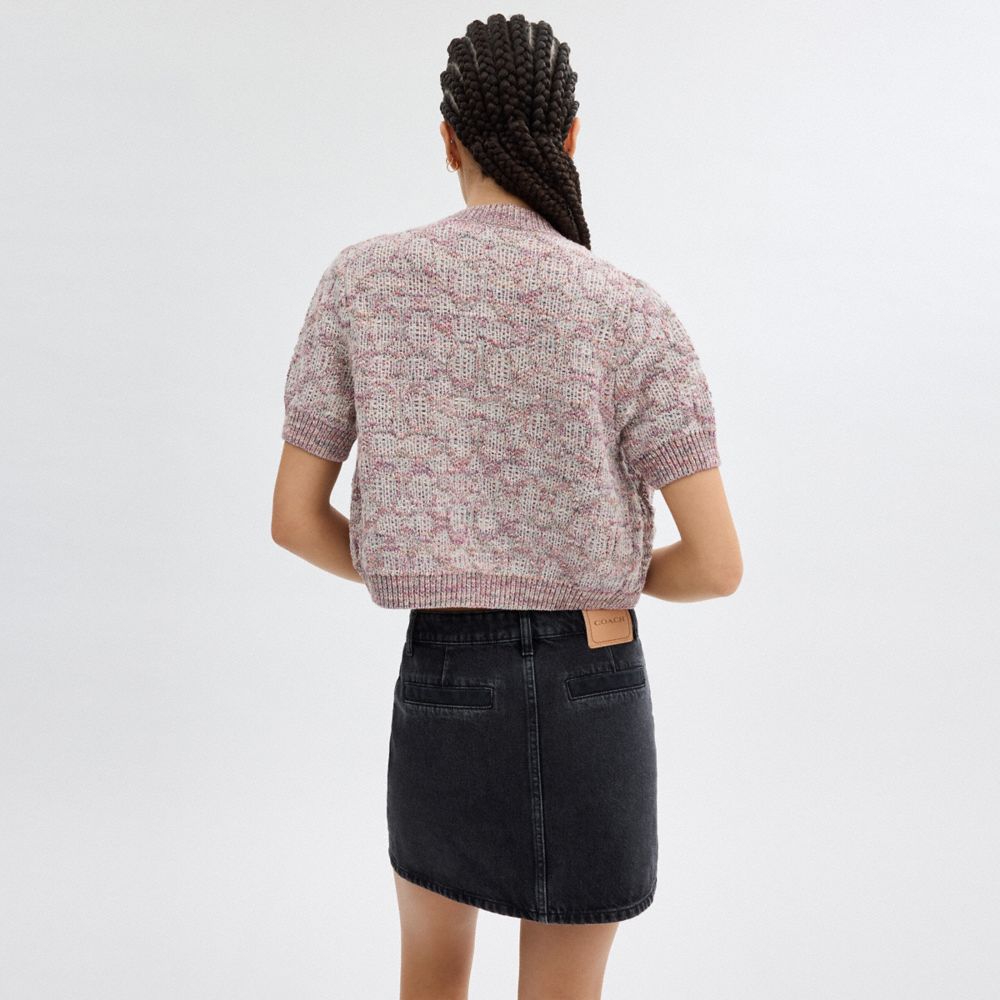 Coach Short Sleeve Knit Top Rosa Multicoloridas | COH866004