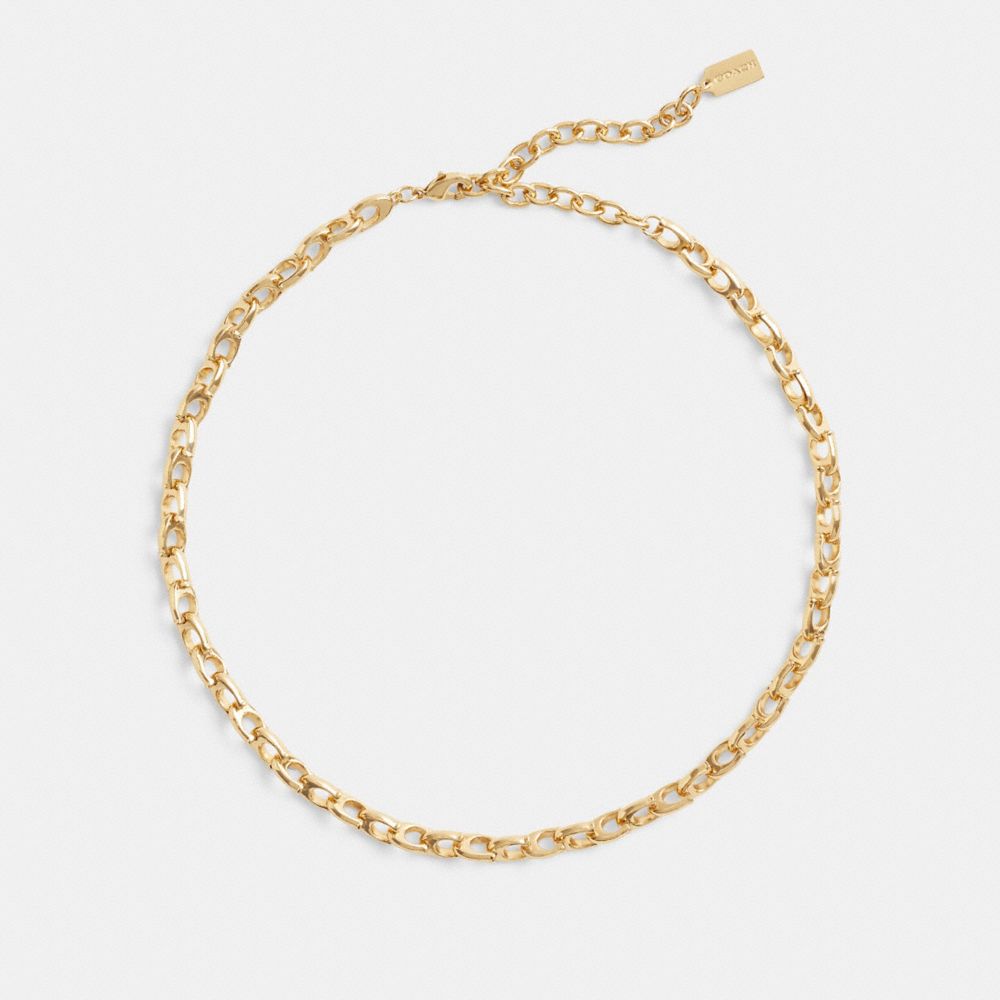 Coach Signature Chain Link Choker Necklace Douradas | COH866142
